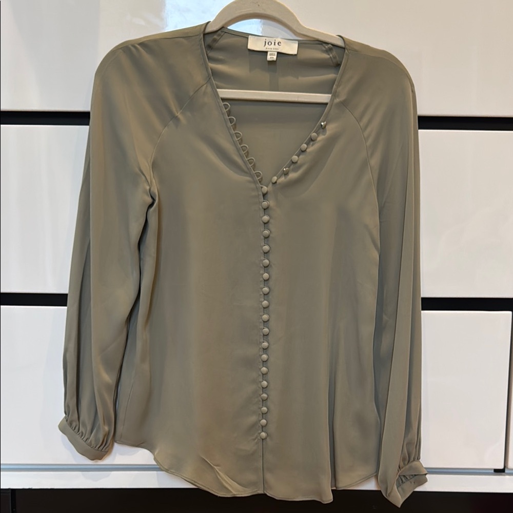 Joie Green Long Sleeve Buttoned Blouse